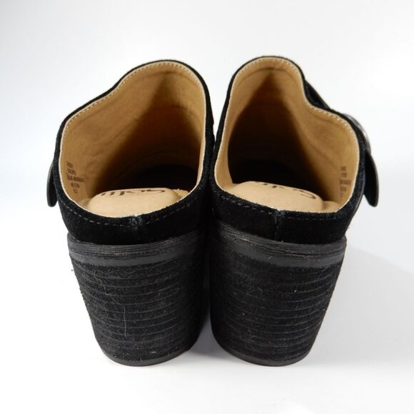 Sofft Corey Comfort Belted Mule CLOGS Size 7 Black Suede Biker Western NEW - Picture 12 of 12